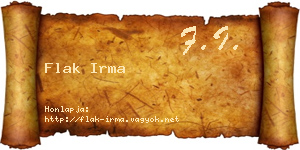 Flak Irma névjegykártya